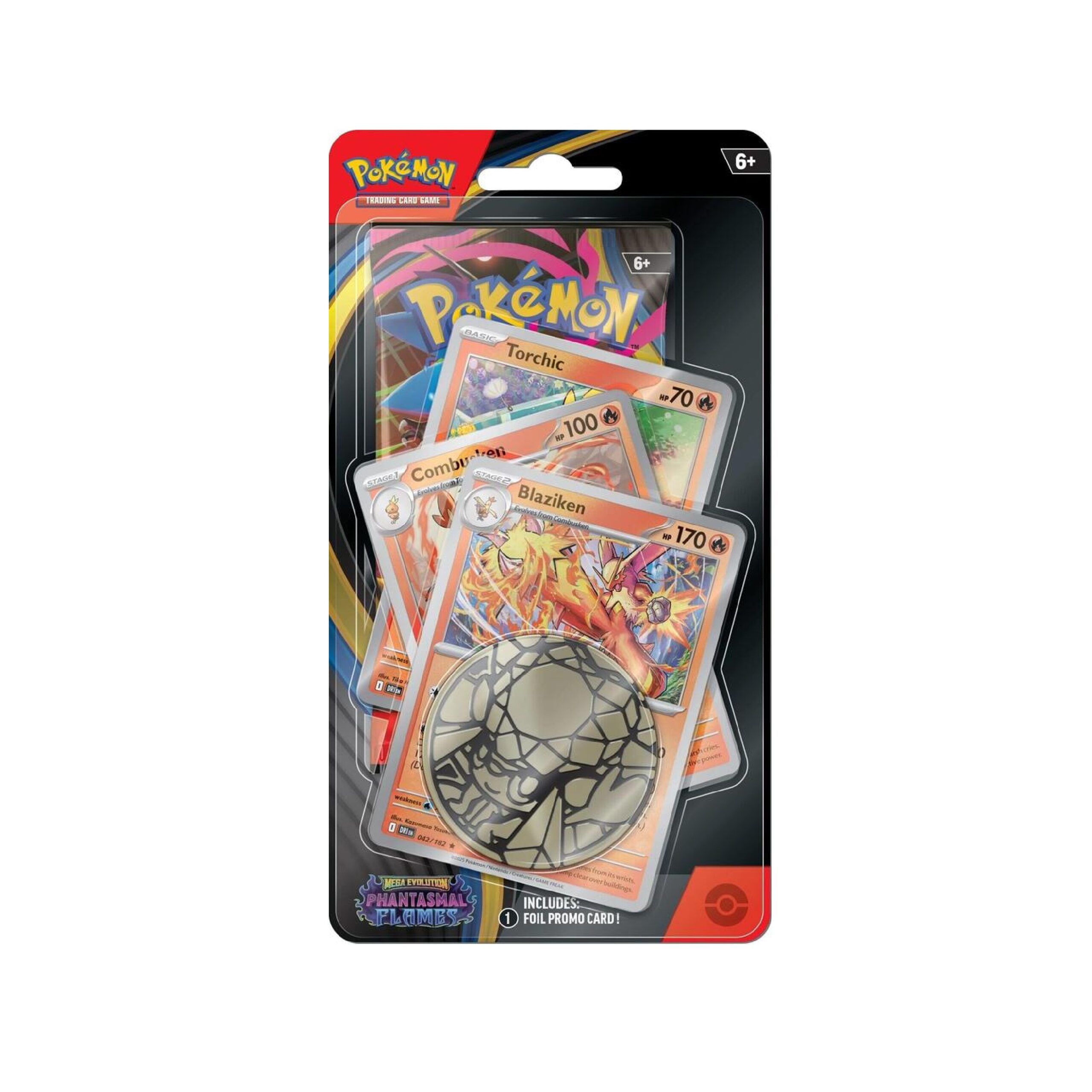 Phantasmal Flames Blaziken, Combusken, Torchic 1 Pack Blister & Coin