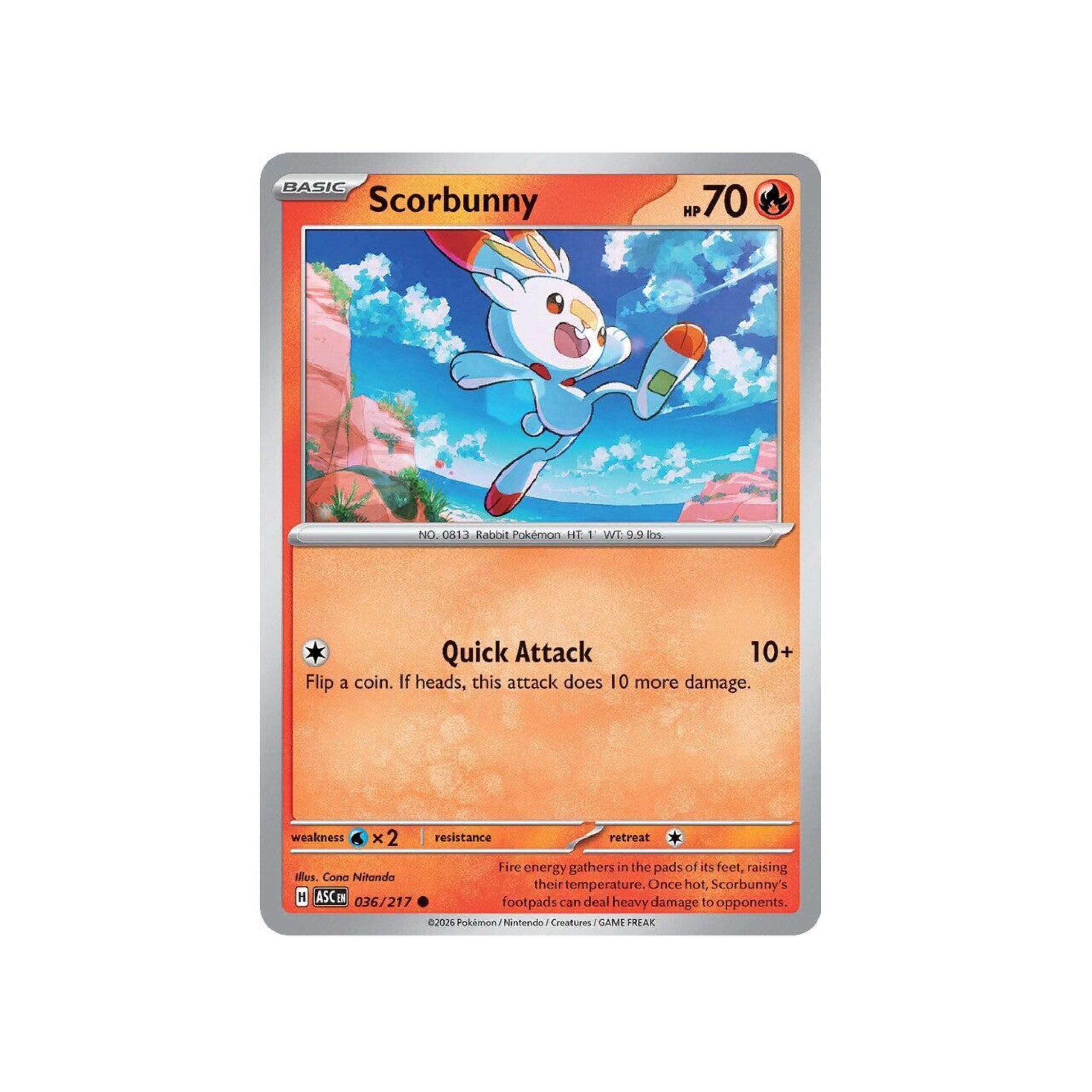 scorbunny pokemon card holographic TCG SWSH071 Black Star this attack does 10 more damage Pokemon Scorbunny 030/202 Sword &
