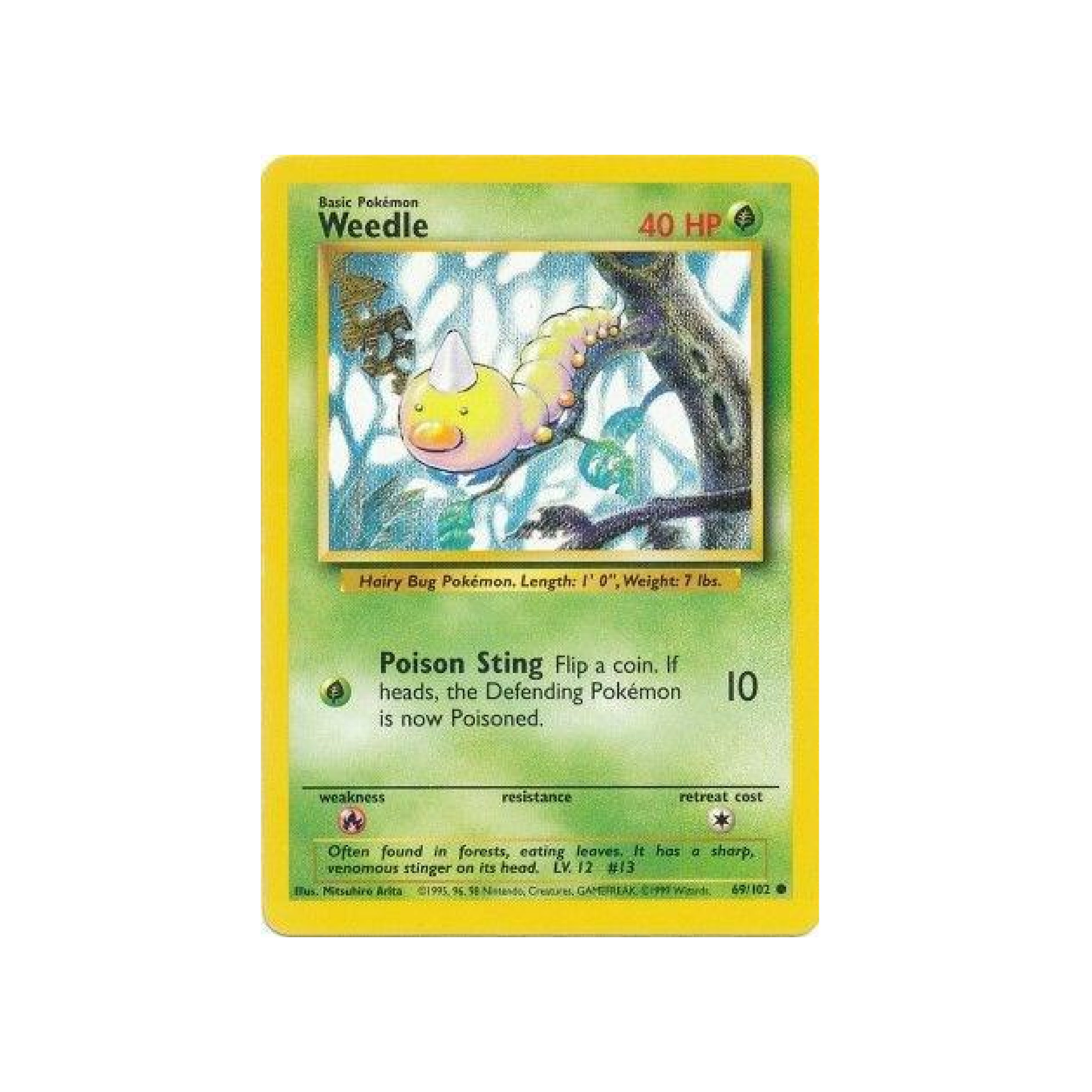 Base Set Weedle #69 Lightly Played